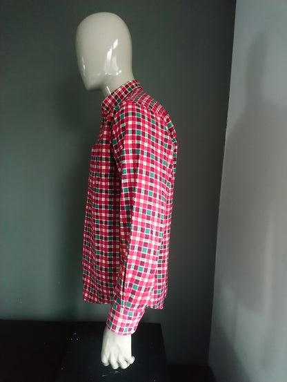 Vintage Flanell-Hemd. Rotes grünes Gelb kariert. Größe XL.