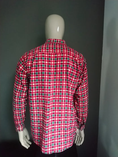 Vintage Flanell-Hemd. Rotes grünes Gelb kariert. Größe XL.