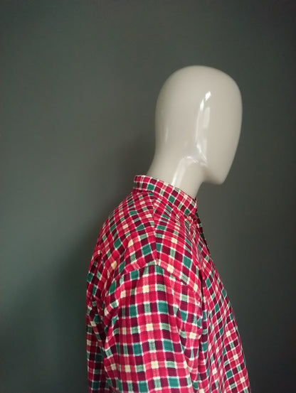 Vintage Flanell-Hemd. Rotes grünes Gelb kariert. Größe XL.