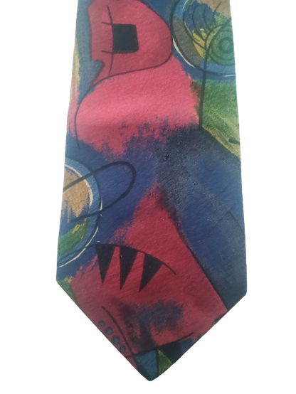 Seidenweber tie. Red blue motif. Polyester.