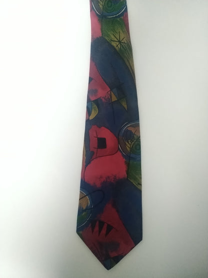 Seidenweber tie. Red blue motif. Polyester.