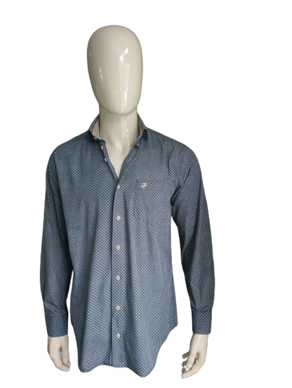 Camicia culturale. Stampa verde blu beige. Taglia M. Fit regolare.