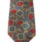 Mosart Milano vintage stropdas. Grijs met mooi geel, blauw, rood motief.