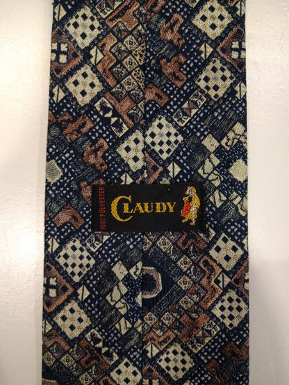 Tie en polyester Claudy vintage. Beau motif vintage.