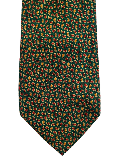 Vintage Altea Milano Silk Tie. Vert avec motif à billes.