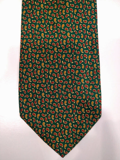 Vintage Altea Milano Silk Tie. Vert avec motif à billes.