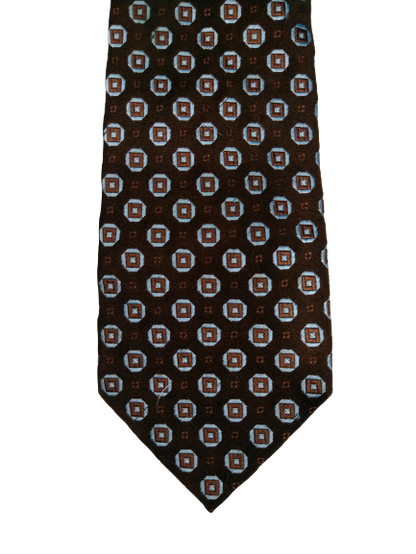 Olymp Silk Tie. Marrón con motivo blanco.