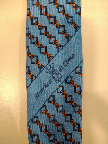 Marchesi di como narrow silk tie. Nice blue / red motif.