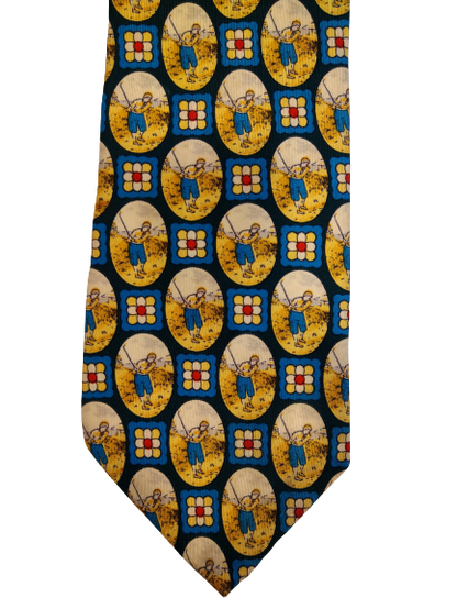 Vintage silk tie. Nice vintage golfer motif.