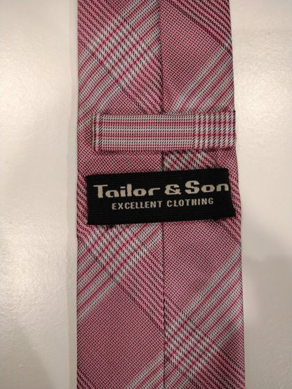 Tailor & Son silk tie. Pink motif.