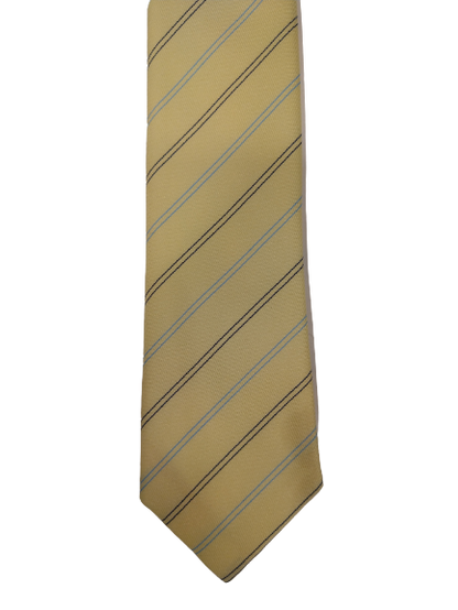 Fashion tie vintage extra narrow tie. Yellow blue black striped.