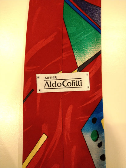 Aldo Colitti Vintage Polyester. Red blue green motif.