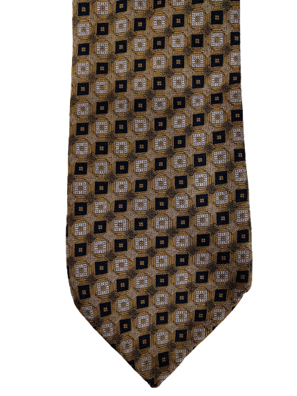 Bellafonte silk tie. Green brown motif