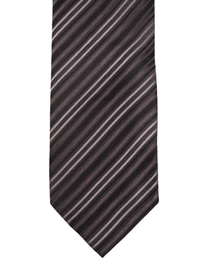 Silk tie. Black and white striped motif