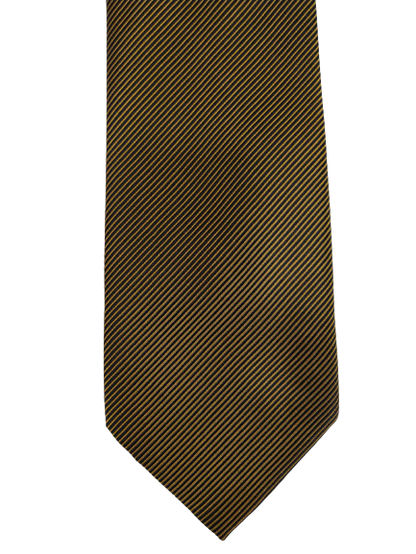 Silk tie. Yellow gold black motif.