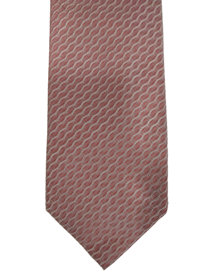 Canda silk tie. Pink white motif.