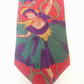 Hermosa vintage Charleston Tie Rack Tie. Motivo de bailarina púrpura / rojo / verde. Seda