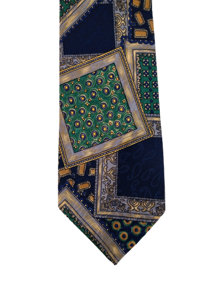 Remus Uomo polyester tie. Green blue motif.