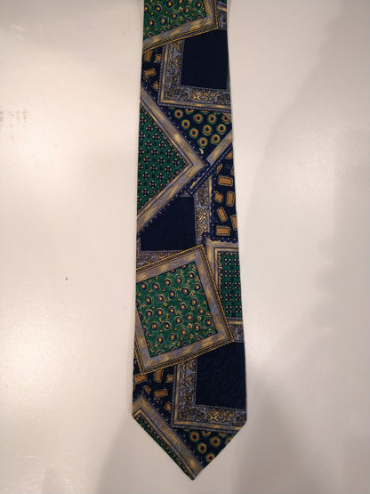 Remus Uomo polyester tie. Green blue motif.