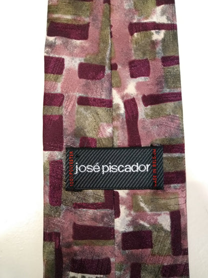 Jose Piscador Polyester Krawatte. Graues lila Motiv.