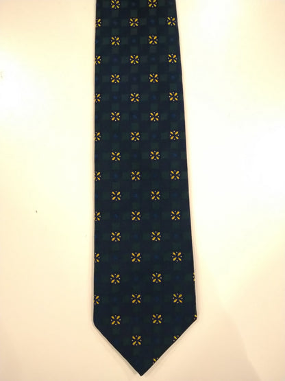 Tie en polyester ties. Motif vert bleu.