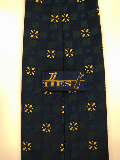 Tie en polyester ties. Motif vert bleu.