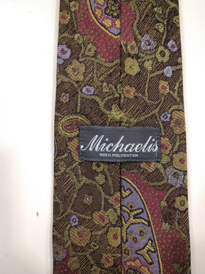 Michaelis Polyester Tie. Belle impression vintage.