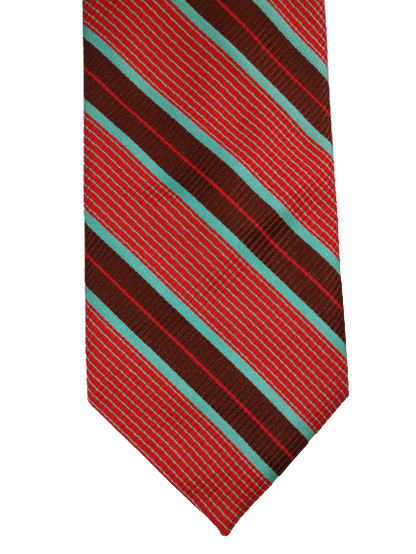 Jay Pee Original Mabed in Como Silk Tie. Turquoise brun rouge rayé.