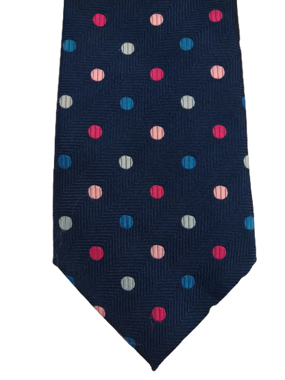 Marks & Spencer Polyester Tie. Bleu avec motif à points,