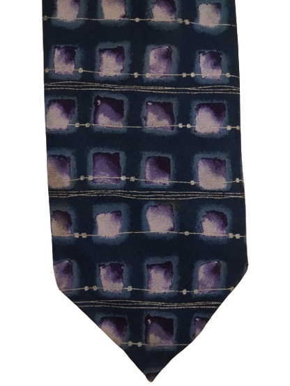 St. Michael par Marks & Spencer Silk Tie. Motif violet bleu.