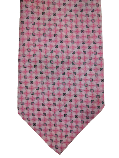 Tie en polyester Rinaldo. Motif blanc rose.