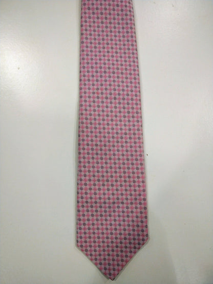 Tie en polyester Rinaldo. Motif blanc rose.