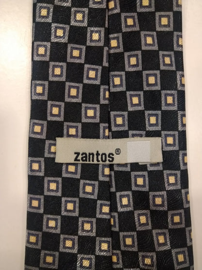 Zantos weiche Polyesterkrawatte. Schwarzes grau Beige Motiv