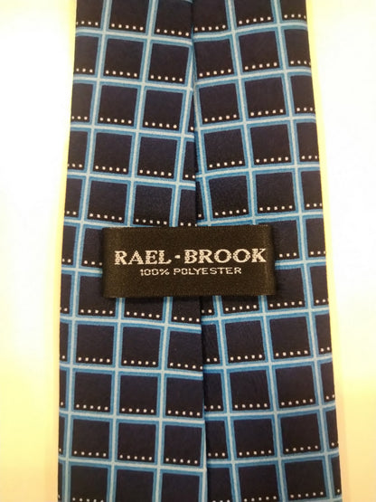 Rael Brook Polyester Krawatte. Blaues Quadratmotiv.