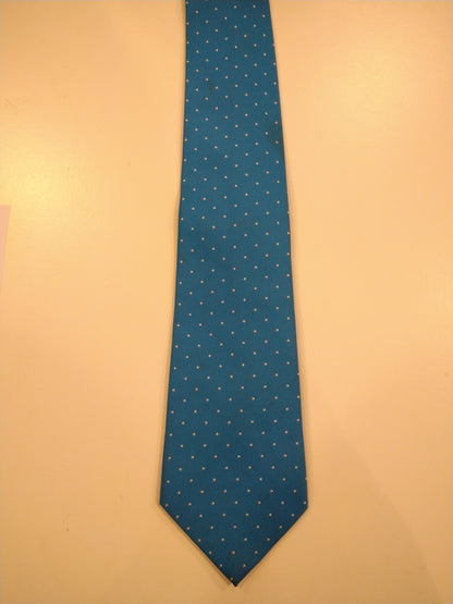 Laveuzione Artigianale Tie. Motif à points blanc bleu.