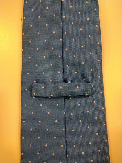 Laveuzione Artigianale Tie. Motif à points blanc bleu.