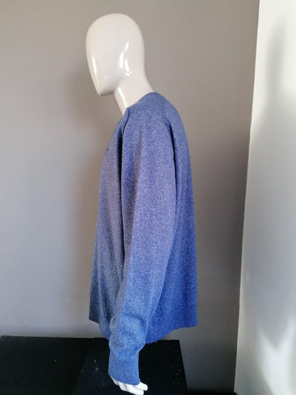 B keus: State of Art Merino Wollen trui. Blauw. Maat XXXXL / 4XL - EcoGents