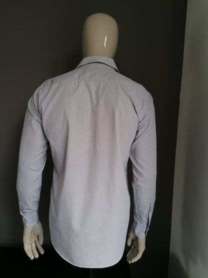 PROFUOMO HIMY Blue Shirt. Schwarzweiß kariert. Größe 40 / m