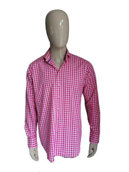 LEDUB Shirt. Pink white checkered. Size 41 / L