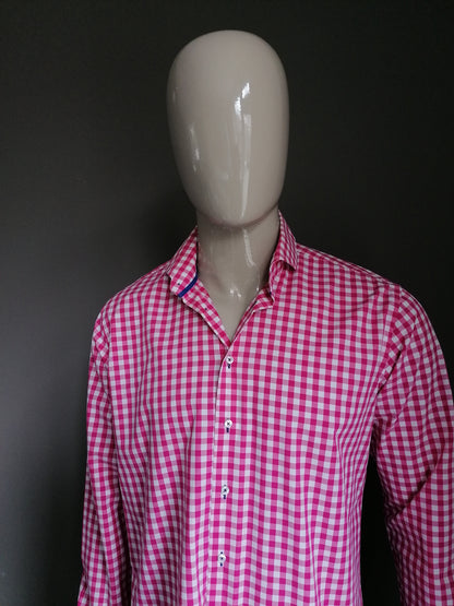 LEDUB Shirt. Pink white checkered. Size 41 / L