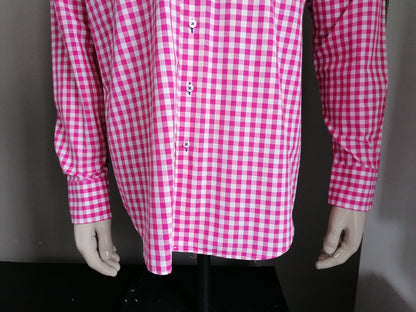 LEDUB Shirt. Pink white checkered. Size 41 / L