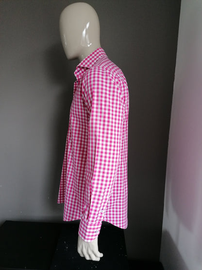 LEDUB Shirt. Pink white checkered. Size 41 / L