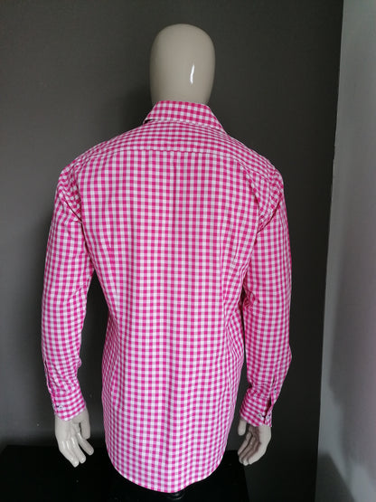 LEDUB Shirt. Pink white checkered. Size 41 / L