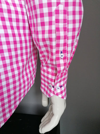 LEDUB Shirt. Pink white checkered. Size 41 / L