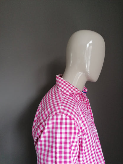 LEDUB Shirt. Pink white checkered. Size 41 / L