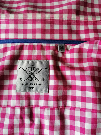 LEDUB Shirt. Pink white checkered. Size 41 / L