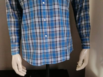 Camicia annata ely. Blu bianco bianco a quadretti. Taglia L.