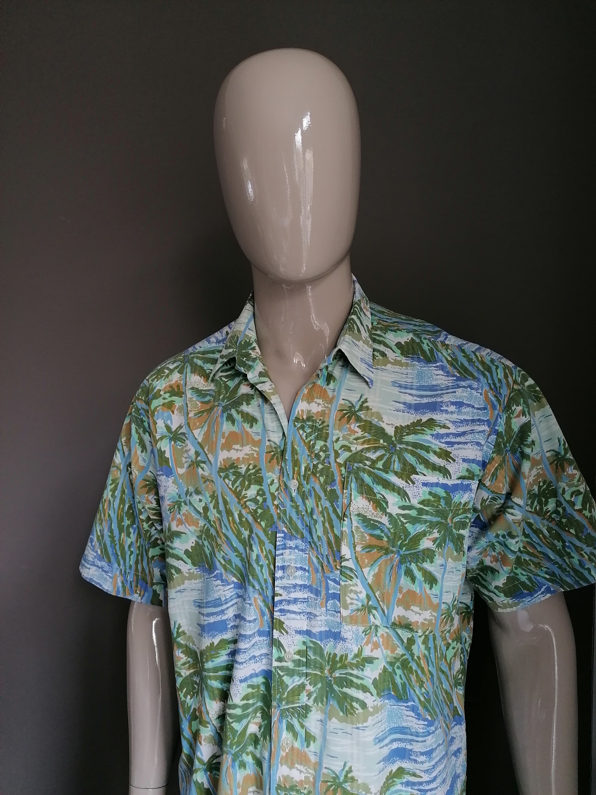 Men's Hawaiian Shirt- Two Palms - Blue Hawaii -Sky Blue