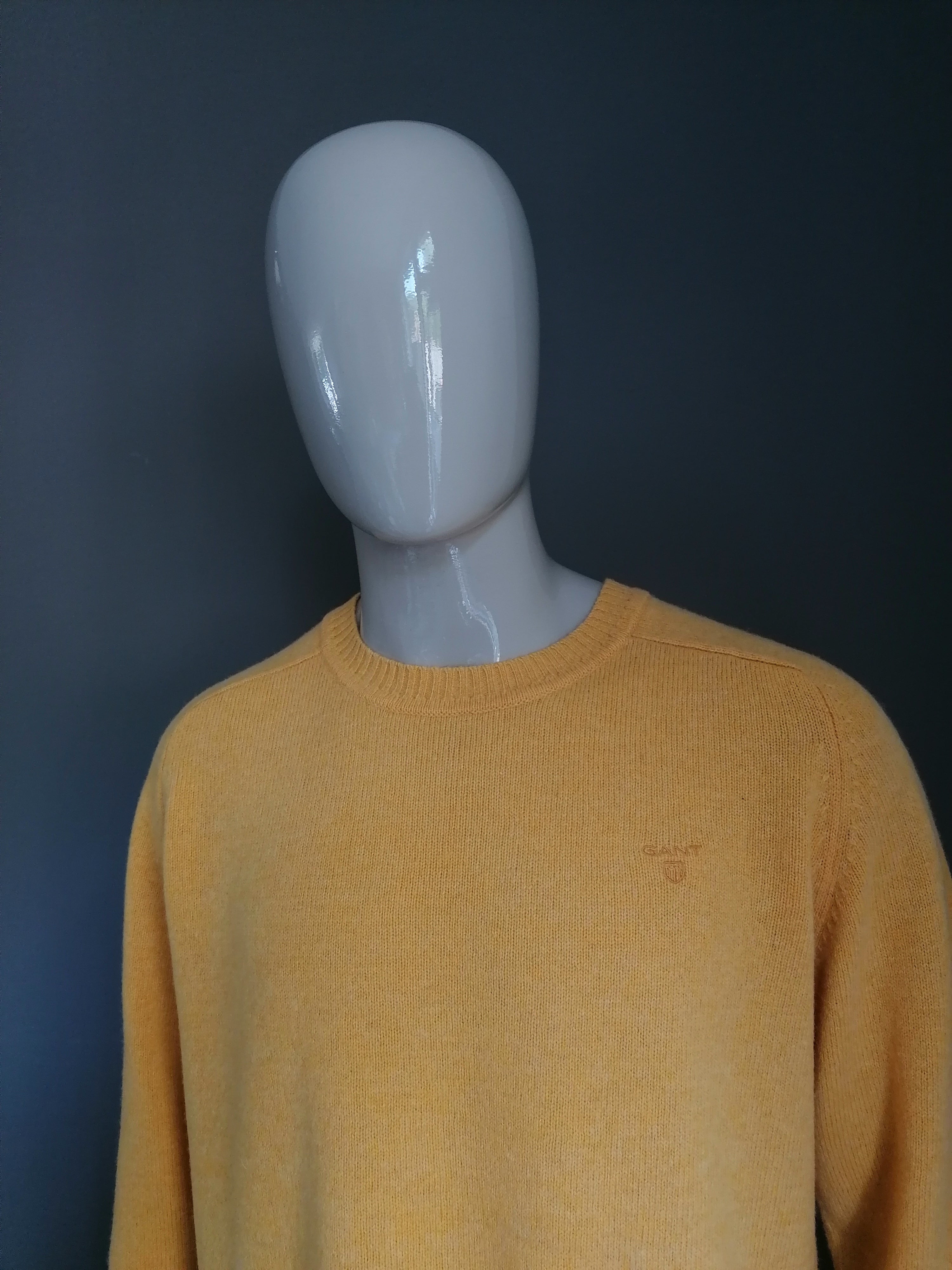 GANT Wollen trui. Geel gekleurd. Maat 58 XL XXL. NIEUW EcoGents