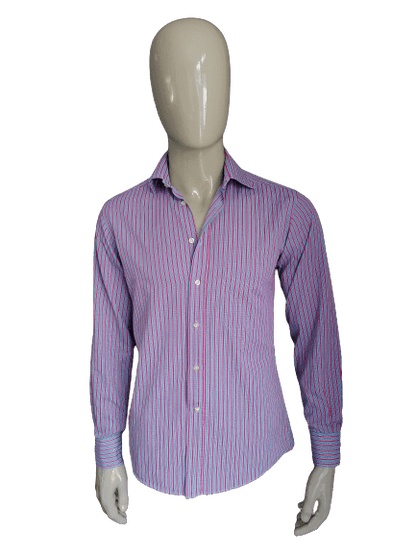 Camicissima overhemd. Blauw Rood motief. Maat 39. Extra Slim Fit - EcoGents